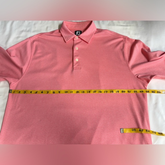FOOTJOY Men's Coral/Pink grid pattern golf Polo shirt size L - Picture 4 of 12